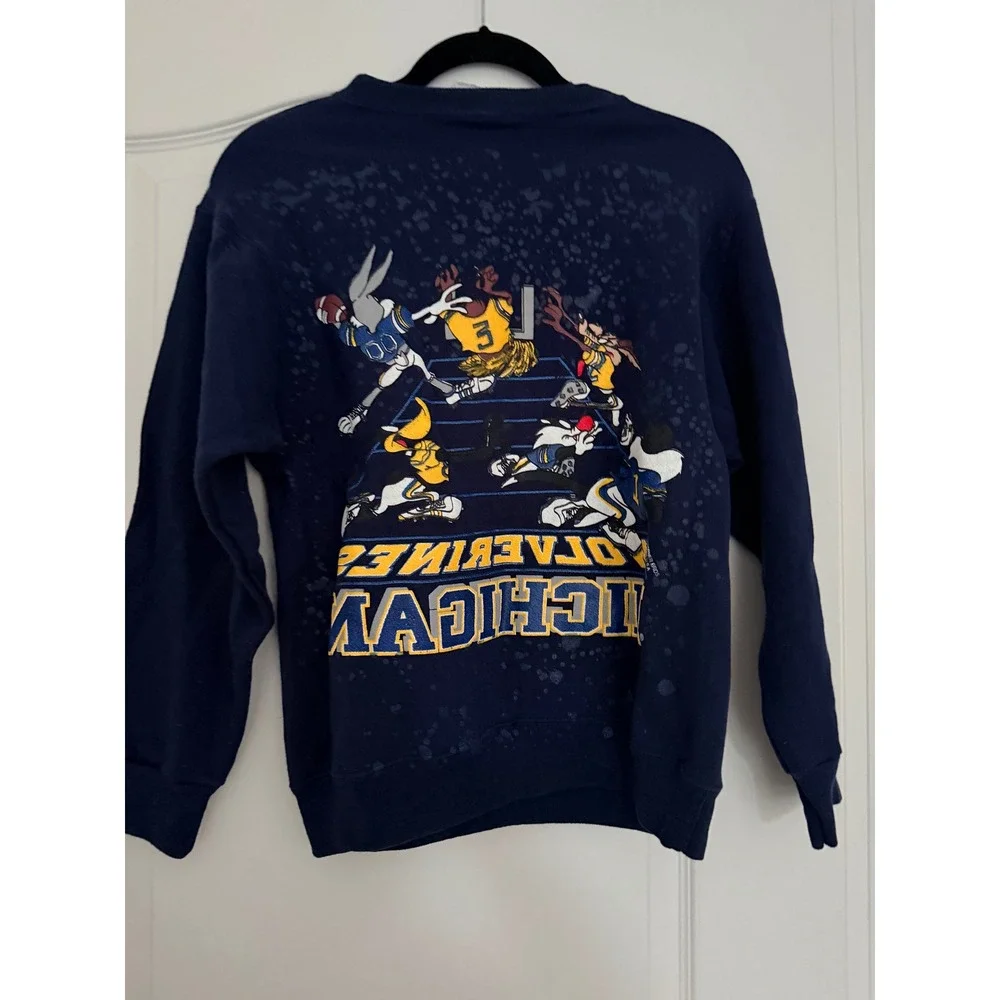 Vintage College Ware USA Michigan Wolverines Looney Tunes Sweatshirt Kids XL XS